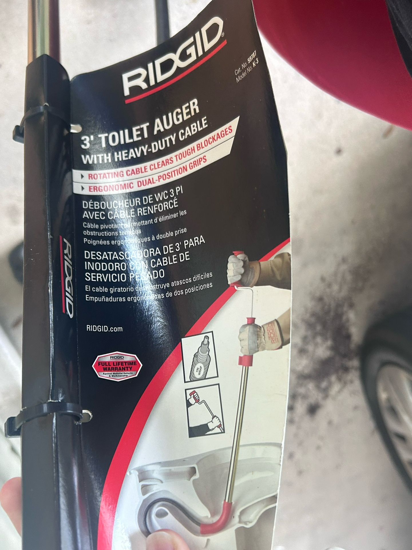 toilet auger never used 3’