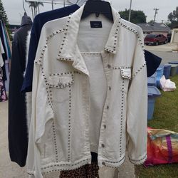 White jean studded Vici jacket