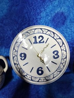 Blue and White Ceramic Decorative Clock
