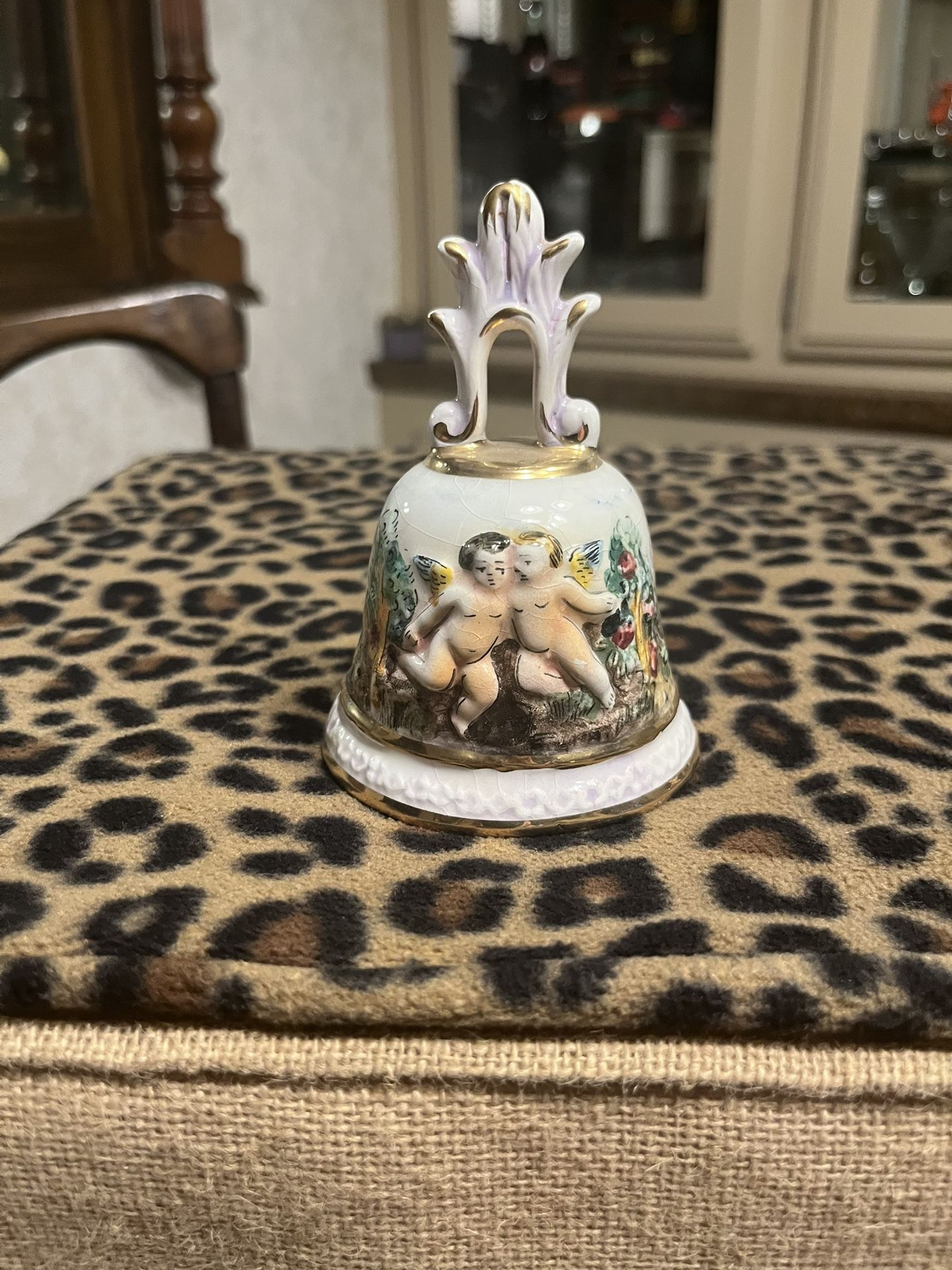 Vintage Capodimonte Porcelain Bell With Cherubs