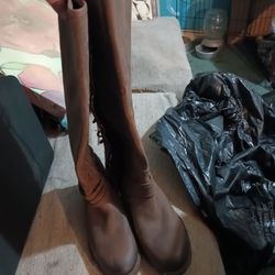 ARTURO CHIANG BROWN LEATHER KNEE HIGH BOOTS