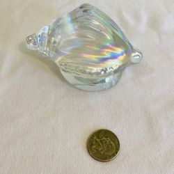vintage iridescent glass seashell paperweight