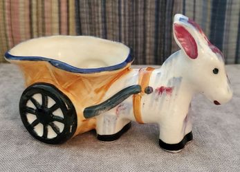 Burro w/ Cart Mini Planter Made In Occupied Japan Read Description/See Pictures