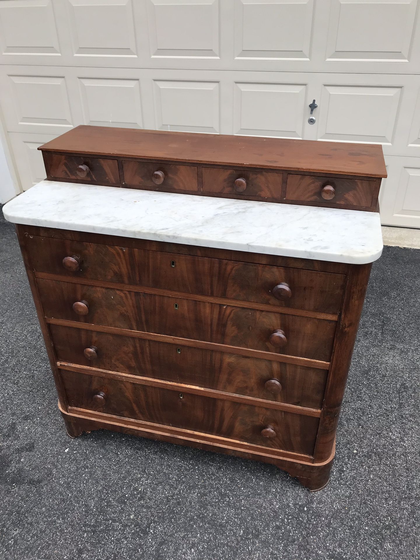 Antique wooden & marble chest/dresser