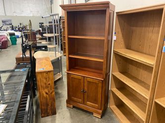 AMERICAN HERITAGE Cherry Finish Wooden Bookcase with Lower Cabinet