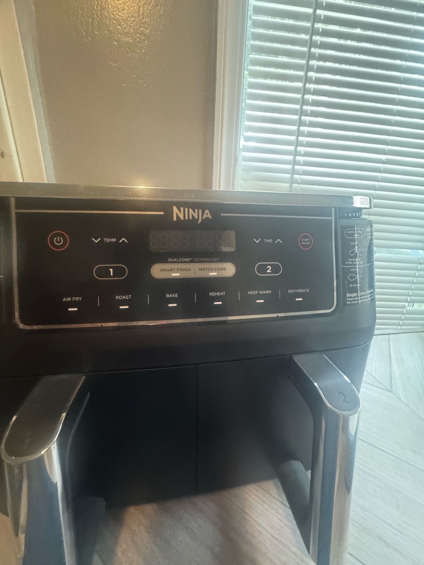 Ninja Foodi 6qt 5-in-1 2-Basket Air Fryer with DualZone Technology - DZ090: Stainless Steel, Digital Control, 1760W