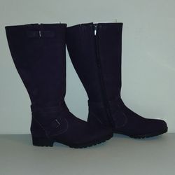 Purple Suede Hotter Boots! Knee-High – Size 9.5W– Zipper