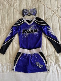 REBEL ATHLETIC STORM Cheerleading Uniform + Bow — Youth XS(YXS).