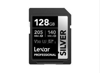 Lexar 128GB Professional SILVER PRO SD Card, UHS-II, C10, U3, V60, Full HD, 4K, Up To 280MB/s Read SDXC Memory Card