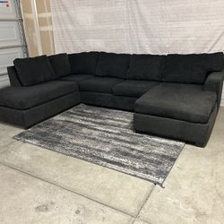 Large 3pc U-Shaped Gray Sectional – Delivery Available