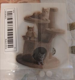 Cute 3D Print Minature Size Flat Cats In Treehouse Home Decor