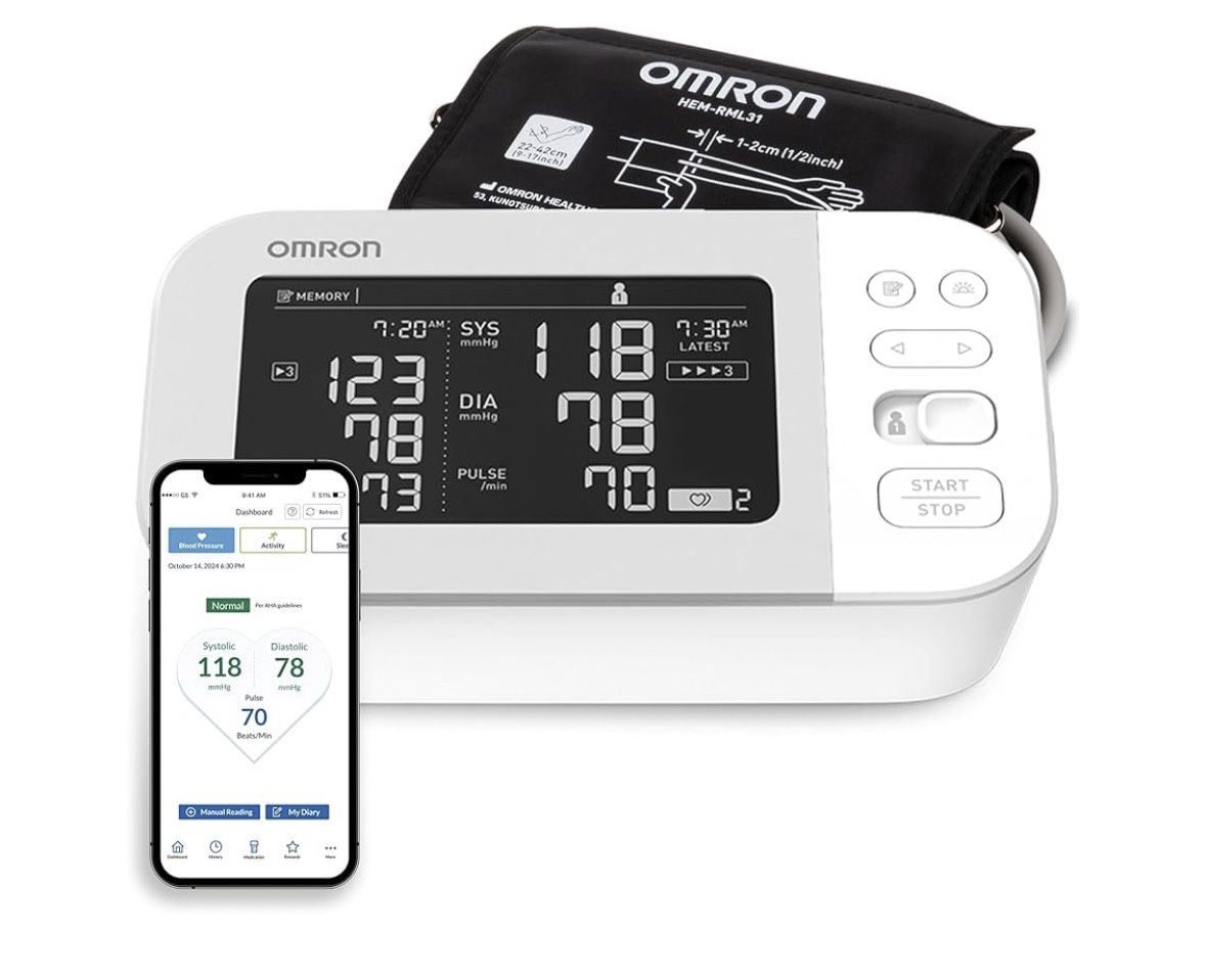 OMRON Platinum Blood Pressure Monitor, Upper Arm Cuff, Digital Bluetooth Blood Pressure Machine, Stores Up To 200 Readings for Two Users (100 readings
