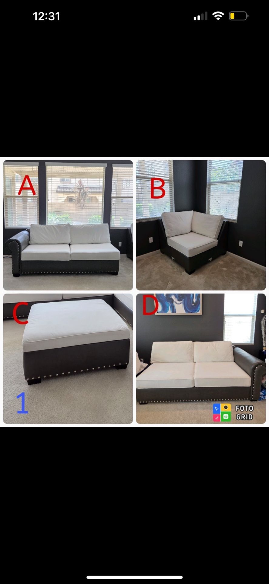 CUSTOM MADE Sectional Couch And Ottoman
