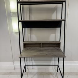 Walker Edison Modern Metal and Wood Ladder Computer Desk, Grey Wash