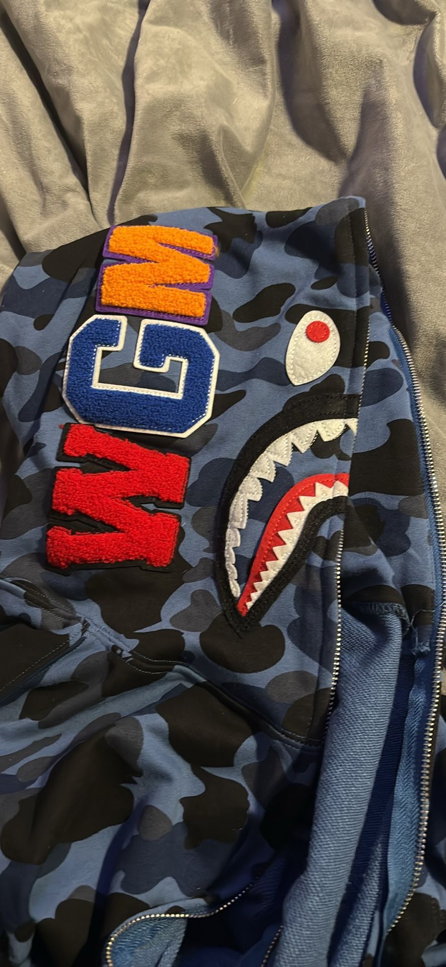 Navy Blue Bape Hoodie Size M