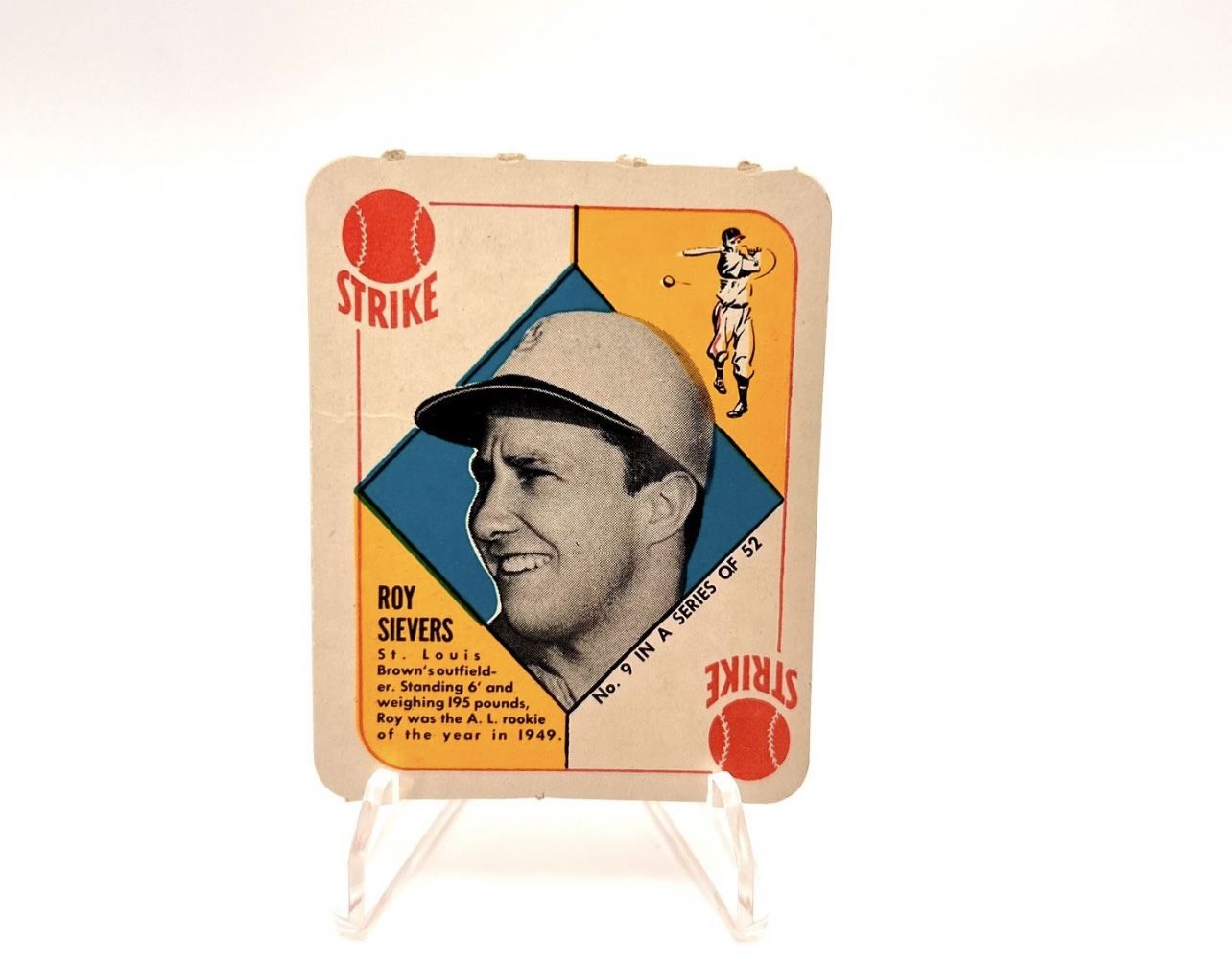 Baseball Card 1951 Topps Red Back Roy Sievers #9 St Louis Browns