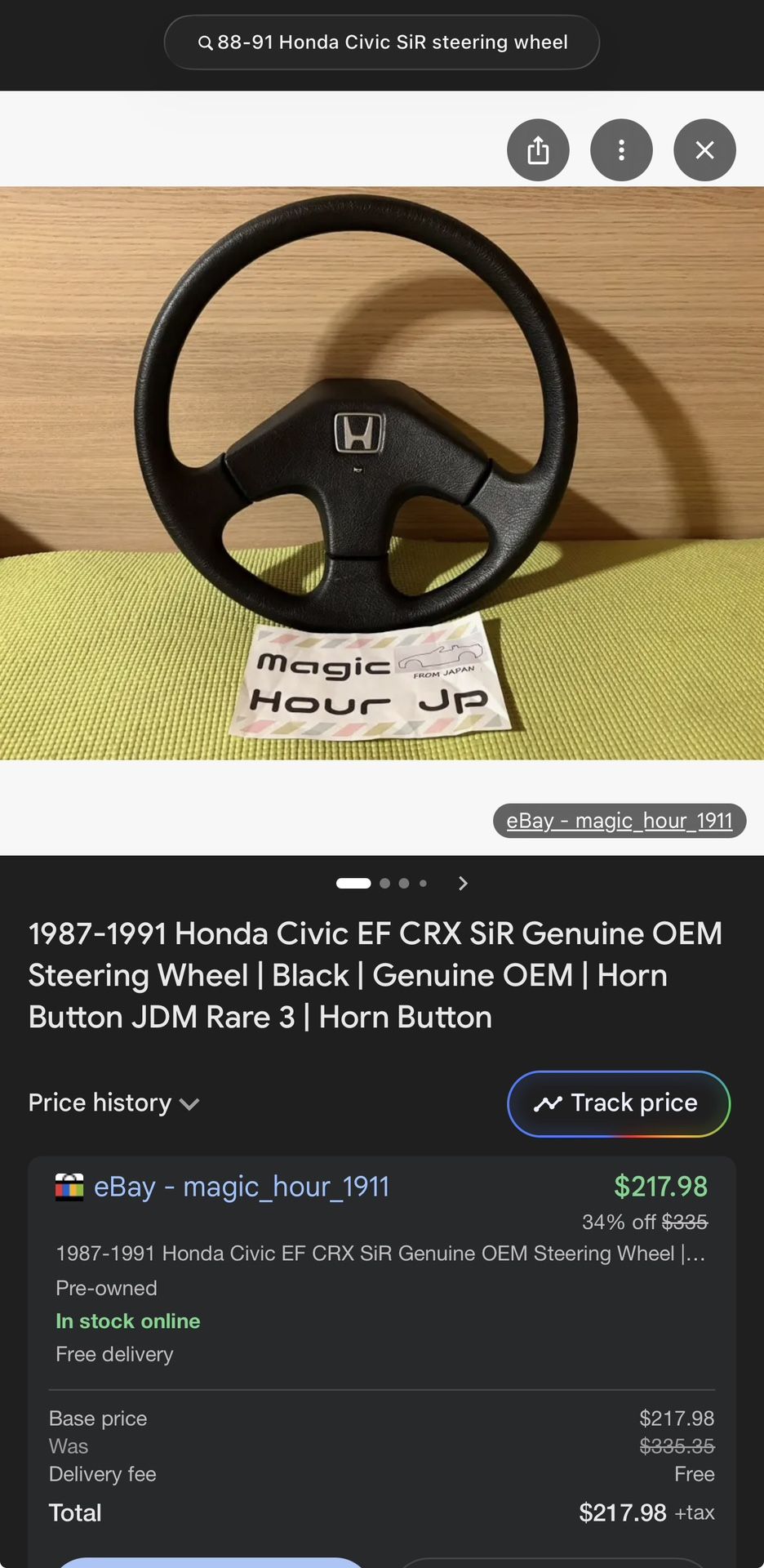 87-91 Honda Civic/CRX Si Steering Wheel (RARE JDM WHEEL)