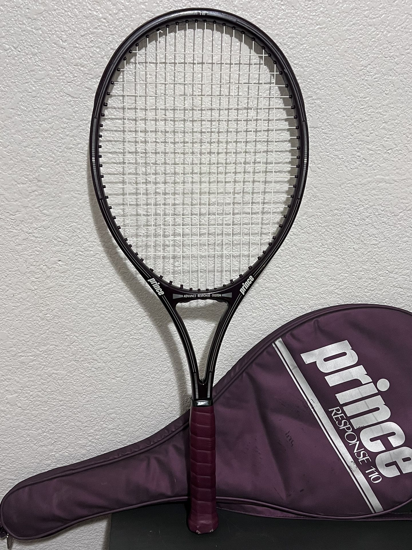 Prince Response 110 Graphite Burgundy Tennis Racket 4 1/4 with Cover Vintage1987