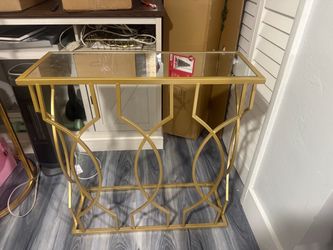 Modern Mirrored Gold Console Table