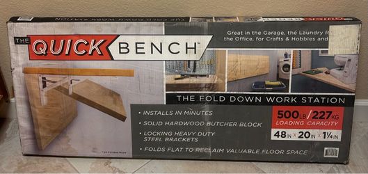 The Quick Bench Fold Down Work Station- NEW still in sealed box.