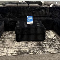 XL Black Corduroy sectional