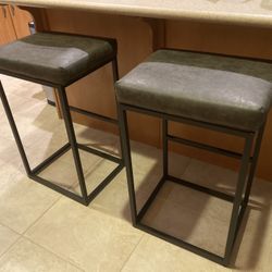 Set Of 2 Identical Grey Faux Leather Barstools/$60 For Both/Lakeside