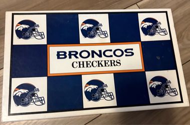 vintage Denver Broncos Checkers game manufactured by Big League Promotions Corp in 1993.