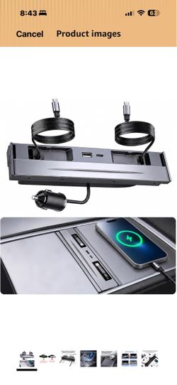 New in box! USB Hub for Tesla Model 3 Highland 2024-2026 Model Y Juniper 2025-2026 Built-in retractable Type-C cable,4-in-1 multi-port hub,snap-on ins
