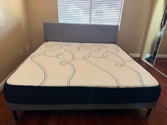 King size bed frame +mattress medium firm memory foam