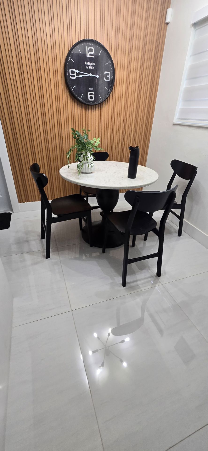 Dining set, natural marble top. Purchased one year ago from pottery barn.