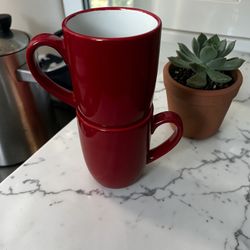Set of 2 Royal Norfolk Red Coffee Mugs | Glossy Ceramic Cups 