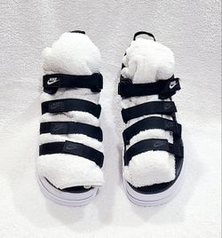 Nike Icon Classic Sandal NA Women's Sz 11 Black White Platform Wedge DH0224-001