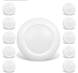 10 Packs 4 Inch LED Low Profile Recessed & Surface Mount Disk Light, Round, 10W, >600 Lumens, 3000K Warm White, CRI80, DOB Design, Dimmable, ETL Liste