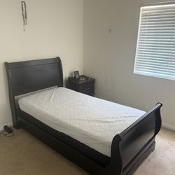 All Black Twin Size bed frame + box spring 