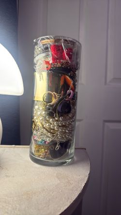 VERY TALL JEWELRY MYSTERY JAR