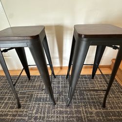 Metal And Wood 30” Bar Stools $10 For Both