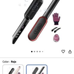 TYMO RING PLUS - Ionic Hair Straightening Comb - Hair Straightener Brush with Nano Titanium Coating for Even Heat, 9 Temperature Settings, and LED Dis