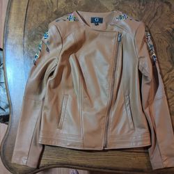 G by Giuliana Embroidered Leather Moto Jacket