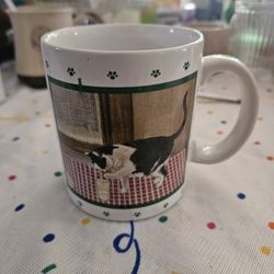 Vintage Cat Mug Cottage Core Decor 1984