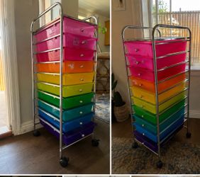 🌈 10-Drawer Rainbow Rolling Storage Cart – Great for Crafts, Classroom or Home Organization
