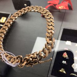 YG 18k 38.4g 8mm Solid Cuban Link Bracelet 8”