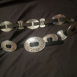 Leather & Silver Concho Belt