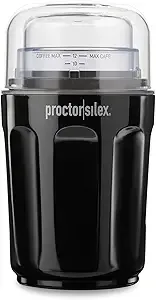 Proctor Silex Sound Shield Electric Coffee Grinder Stainless Steel, 12 Cups