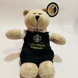 Starbucks Destination Bear - Singapore Black Apron Coffee Master  With Tag 10”