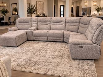 Large Gray Fabric Reclining Sectional Sofa