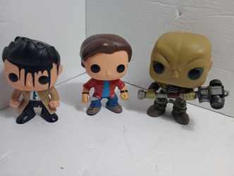 Sam and Castiel from Supernatural and Fallout Super Mutant Funko Pops