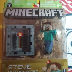 Minecraft Toy Steve And Minecart Set