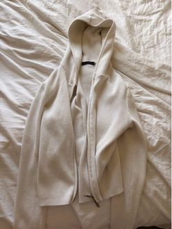 Brandy Melville White Double Zip Sweater