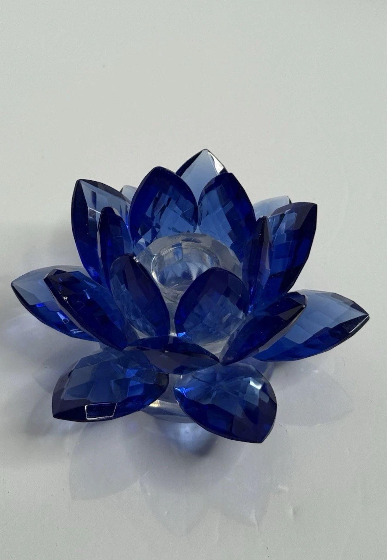 Sorelle Blue Crystal Lotus Flower Tealight Candle Holder 