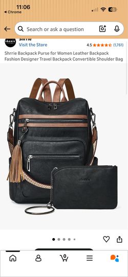 Shrrie Travel Backpack Black and Tan